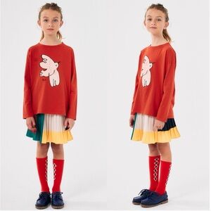 Bobochoses Red Graphic Long Sleeve Shirt- kids freedom bird organic cotton